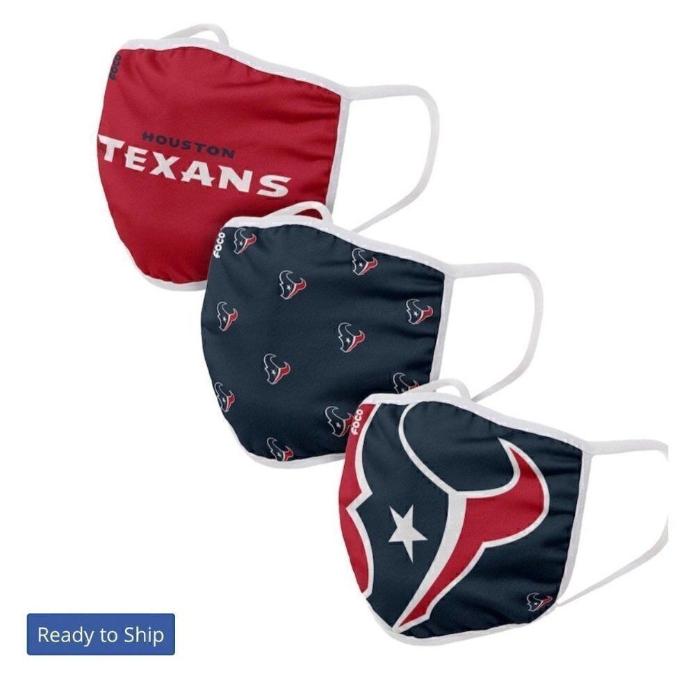 Houston Texans FOCO Adult Face Covering 3-Pack